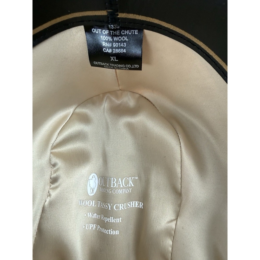 Outback Trading Co Out Of The Chute Black Wool Cowboy Hat Shapeable‎ 1335 Sz XL - Picture 11 of 13